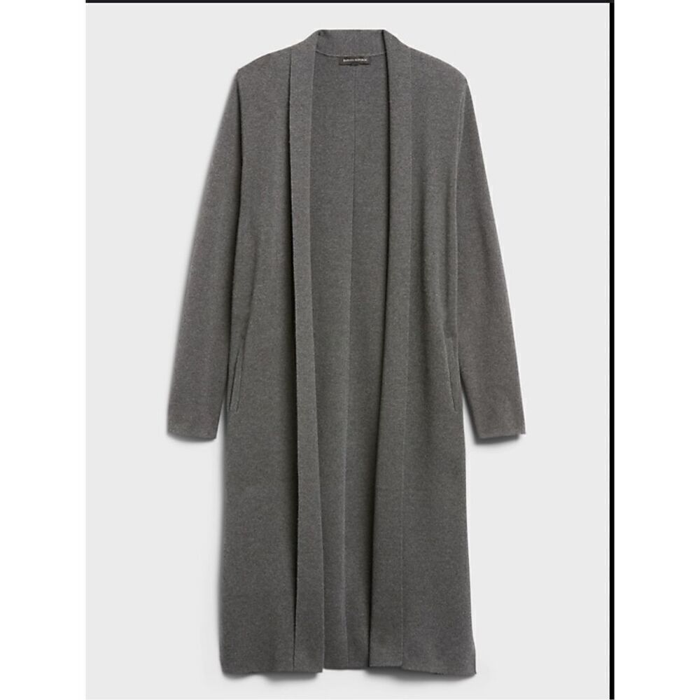 Banana Republic long lined knit cardigan duster sweater gray size Medium